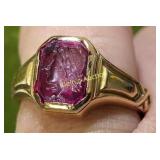 14K yellow gold antique intaglio ring 6.4 grams