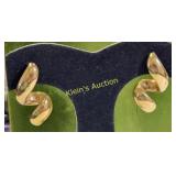 14K yellow gold twisted drop earrings designer sig