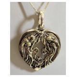 sterling Italy heart pendant & 18" sterling chain