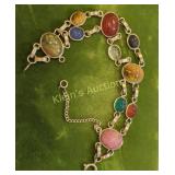 gold filled gemstone scarab Bracelet 7 3/4