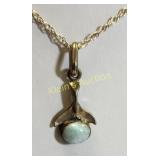 vtg latimer? sterling sliver whale tail necklace