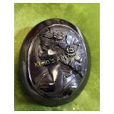 antique carved cameo jet or bakelite large 47.3mm