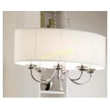 polished nickel six light w/ shade oval chandelier