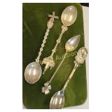 lot of 4 vtg collector spoons, epns, 800 silver?