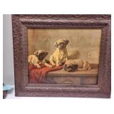 three little Pug Dogs Framed Print attrib to F Wh