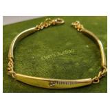 vtg gold tone bracelet w/ silver screw look 7 1/4