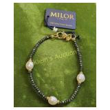 milor Italy 18K gold plated bronze & pearl bracel