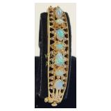14K custom Victorian opal & pearl hinged bracelet