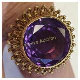 Victorian 14K yellow gold & amethyst cocktail ring