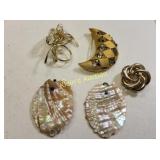 brooches Mother of pearl,  J.J. Pearl etc lot of 5