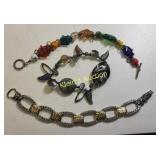 bracelets lot of 3 murano style, glass, ++
