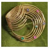 12K gf brooch w/gemstones? vtg 50