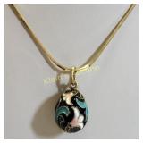 Danecraft gold over sterling coisonne egg necklace