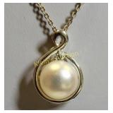 sterling Italy necklace & sterling w/pearl diamond