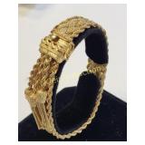 14K gold woven gold ctr & rope twisted bracelet