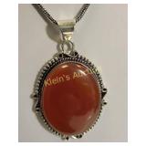 red onyx cabochon sterling setting & german silver
