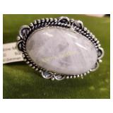 rainbow moonstone cabochon german silver ring nwt