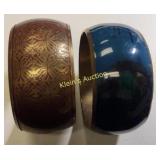 enameled  & brass  bangle bracelets lot of 2