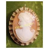 brooch 12K gf pendant carved cameo shell