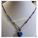 glass beads necklace heart pendant