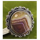 multi onyx cabochon german silver ring NWT