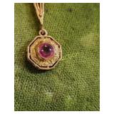 10K yellow gold lavaier? pendant w/ruby? Victorian