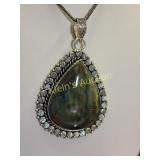 stunning labadorite teardrop set german silver nel