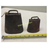 antique forged metal  bells 6" & 4"