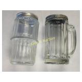 antique Hoosier glass jars sugar shakers lot of 2