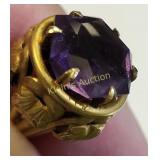 French art nouveau amethyst & 14K hat pin