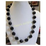 black jet glass & AB Necklace sterling too!