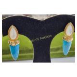 14K post Earrings turquoise & pearl by Butler