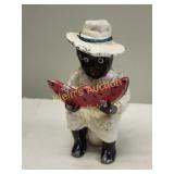cast iron vtg black American man & watermelon bank