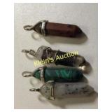 points crystals, pendant, malachite 4pcs