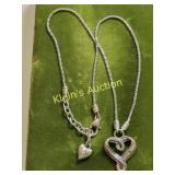 silver open heart necklace 18" by brighton