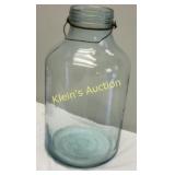 blue tinted glass moonshine jug, pickle jar 1928