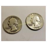 silver Washington quarters lot of 2 1947D &1964