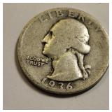 1936 Washington silver quarter 90% silver