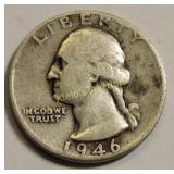 1946 silver Washington quarter us coin