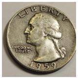 1959 D Washington silver quarter US coin