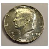 1966 silver Kennedy half dollar AU-Bu?