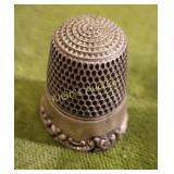 antique sterling silver thimble #8 signed shield