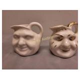 man in the moon and figural face creamers