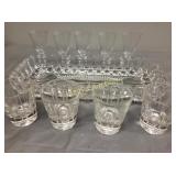 vtg Fostoria crystal, shot glasses,& pressed glass