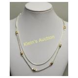 silver and gold tone double strand necklace