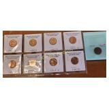 9 brilliant uncir old Lincoln cent & 1909 penny