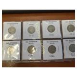 lot of 8 old Jefferson nickels coins