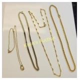 jewelry necklaces, gold tone rope lot of 4