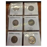 lot of 6 buffalo nickel coins