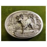 solid pewter w va deer belt buckle